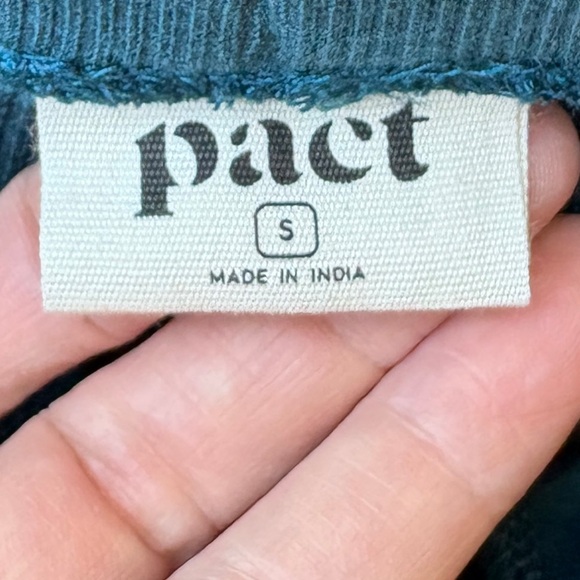 Pact 100% Organic Cotton Thermal Waffle Wide Leg Crop Pant NWOT Teal Blue Sz S - Picture 3 of 14